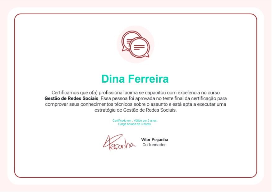 Certificado de Gestão de Redes Sociais