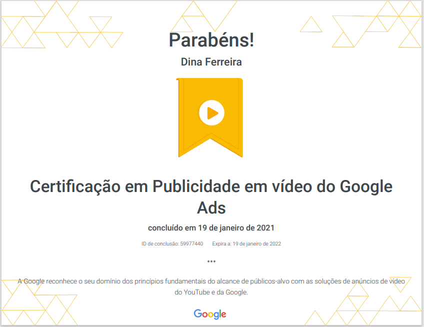 Certificação em Publicidade em vídeo do Google Ads