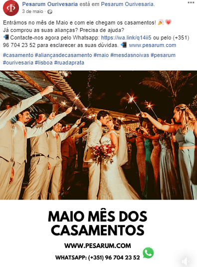 gestão de redes sociais de ourivesaria