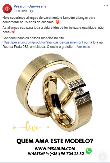 gestão de redes sociais de ourivesaria